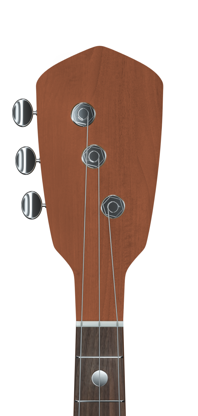 An acoustic guitar head with tuning pegs