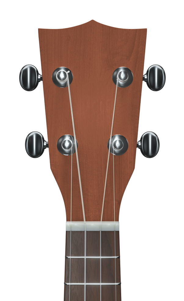 An acoustic guitar head with tuning pegs