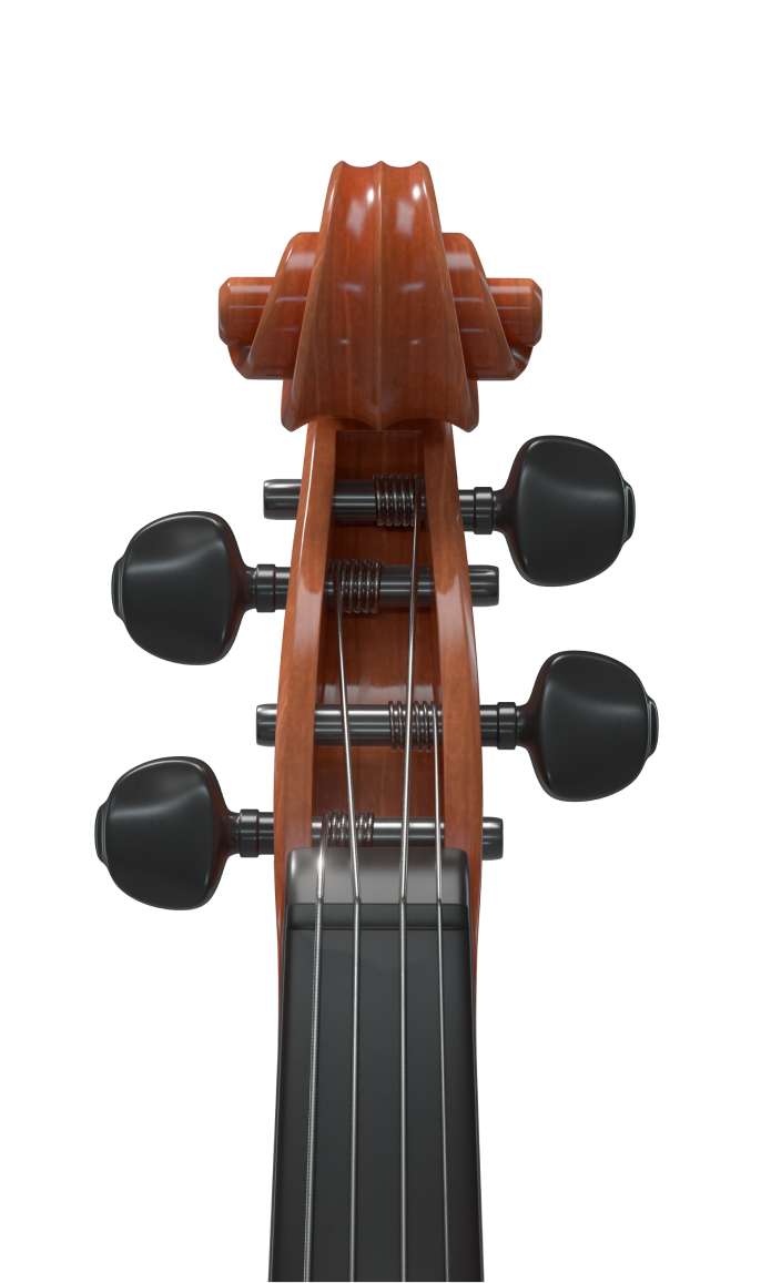 An acoustic guitar head with tuning pegs